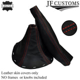 FITS MAZDA RX-7 RX7 MK3 1992-2002 GEAR+HANDBRAKE LEATHER RED DOUBLE STITCHING