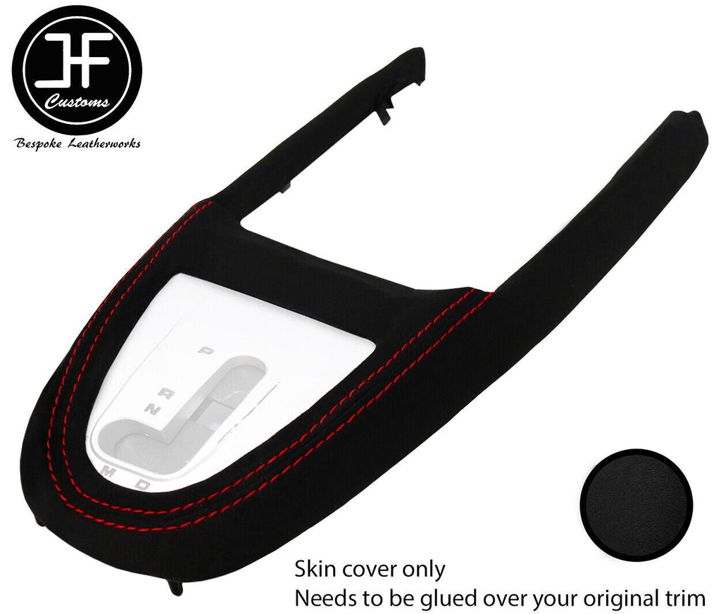 RED STITCH AUTO GEAR SURROUND LUXE SUEDE COVER FOR PORSCHE CARRERA 911 997