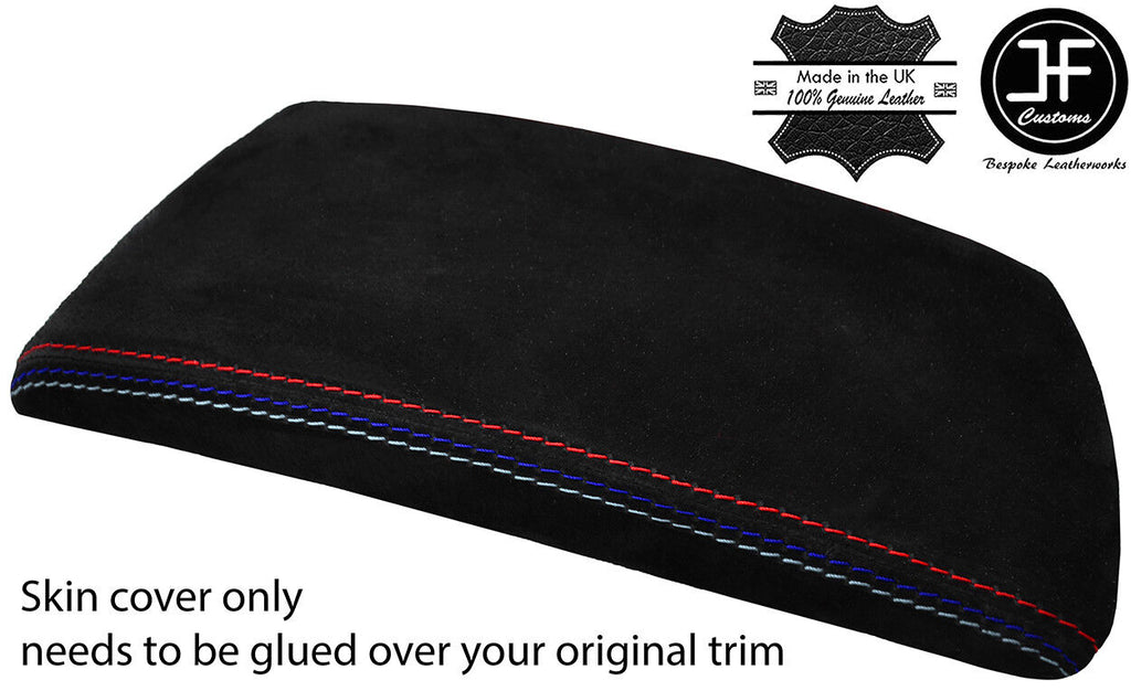 BLACK REAL SUEDE TRI STITCHING ARMREST LID COVER FOR BMW X3 E83 2003-2010