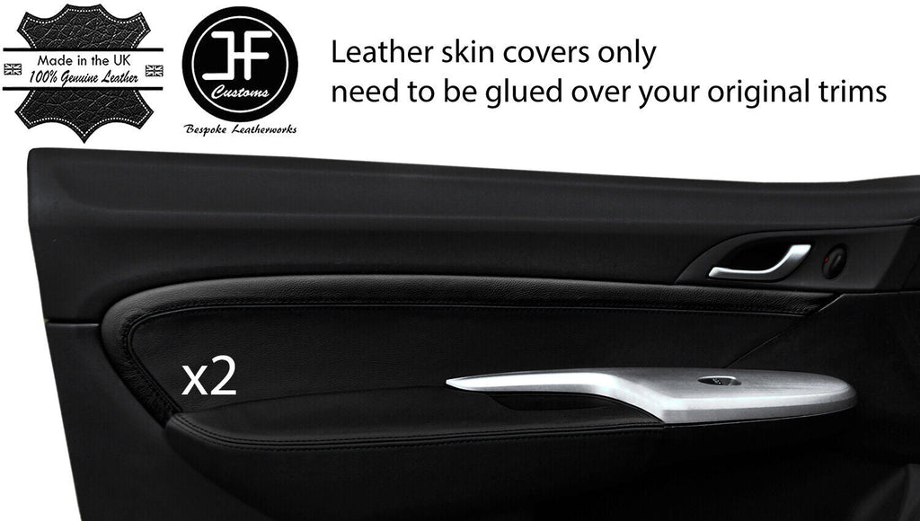 BLACK & BLACK 2X DOOR CARD TRIM LEATHER COVERS FOR HONDA CIVIC TYPE R 06-12 3DR