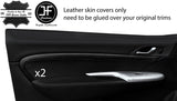 BLACK & BLACK 2X DOOR CARD TRIM LEATHER COVERS FOR HONDA CIVIC TYPE R 06-12 3DR