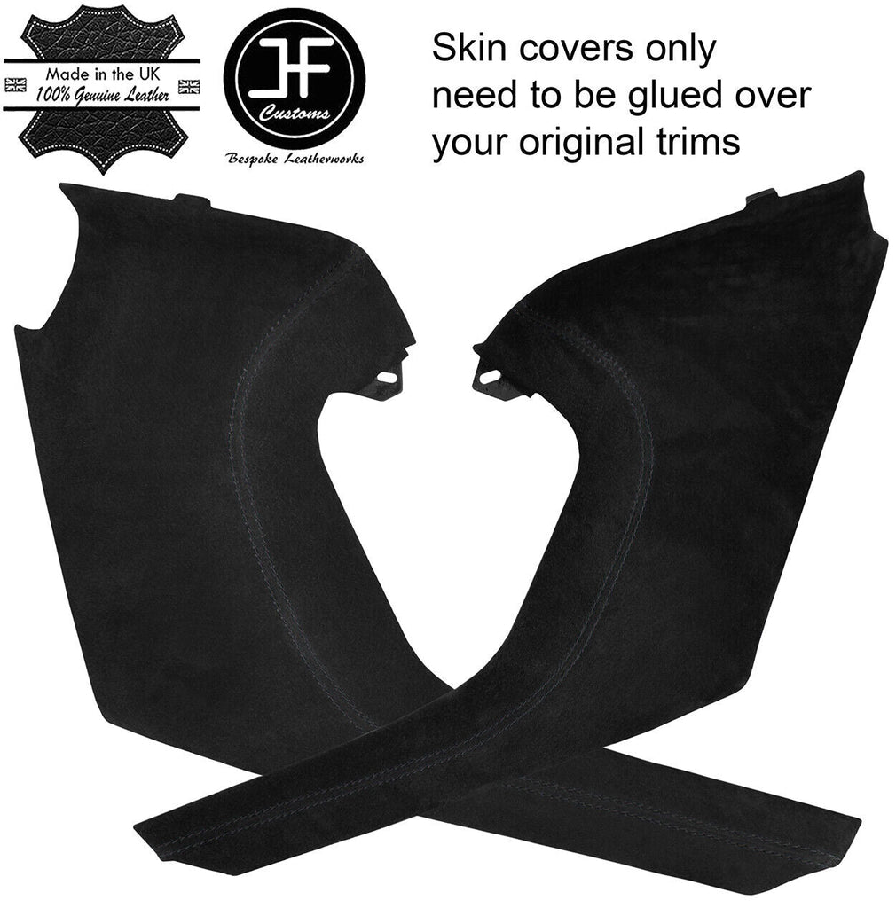BLACK STITCH 2X SIDE CONSOLE TUNNEL TRIM SUEDE COVERS FOR TESLA MODEL S 12-16
