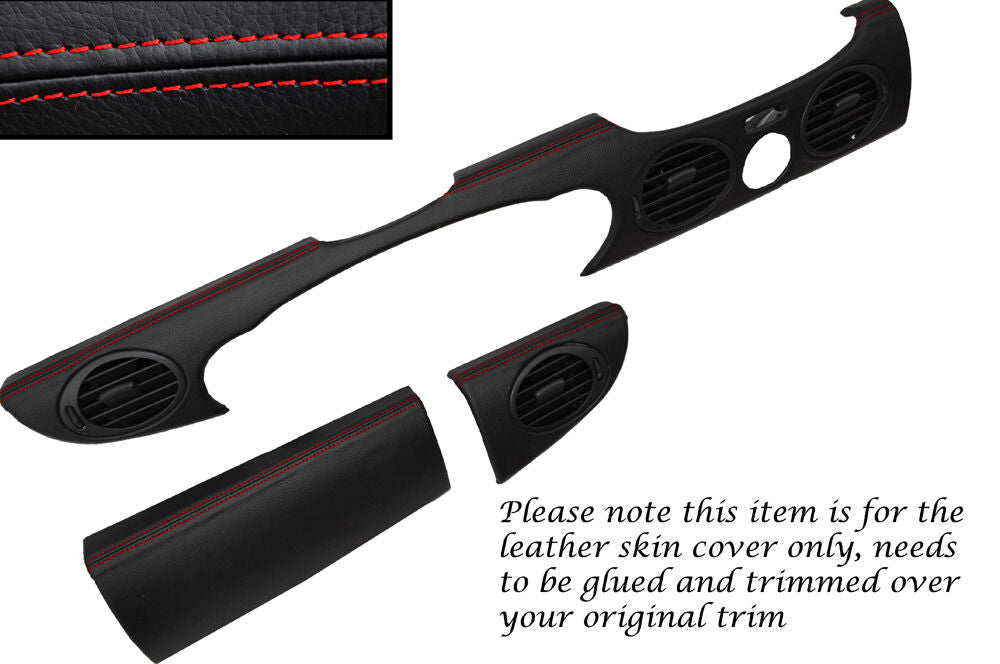 RED STITCH THREE PIECE DASH TRIM LEATHER SKIN COVERS FITS ROVER 75 & MG ZT