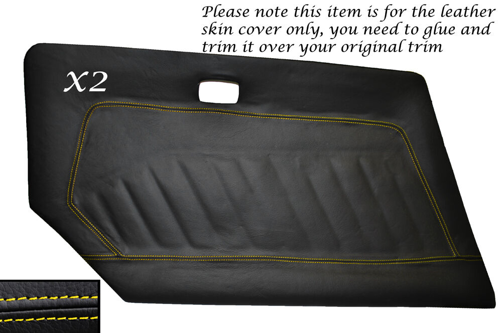 YELLOW STITCH 2X DOOR CARD LEATHER SKIN COVER FITS DATSUN 240Z 260Z 280Z