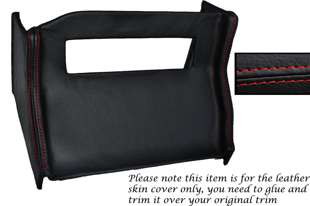 RED STITCH CENTRE CONSOLE RADIO SURROUND LEATHER SKIN COVER FITS MG MGB 72-76