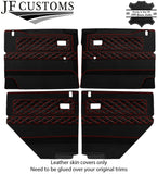 RED STITCH LUXE-LEATHER 4X FRONT REAR DOOR COVERS FOR DEFENDER 110 STYLE 3