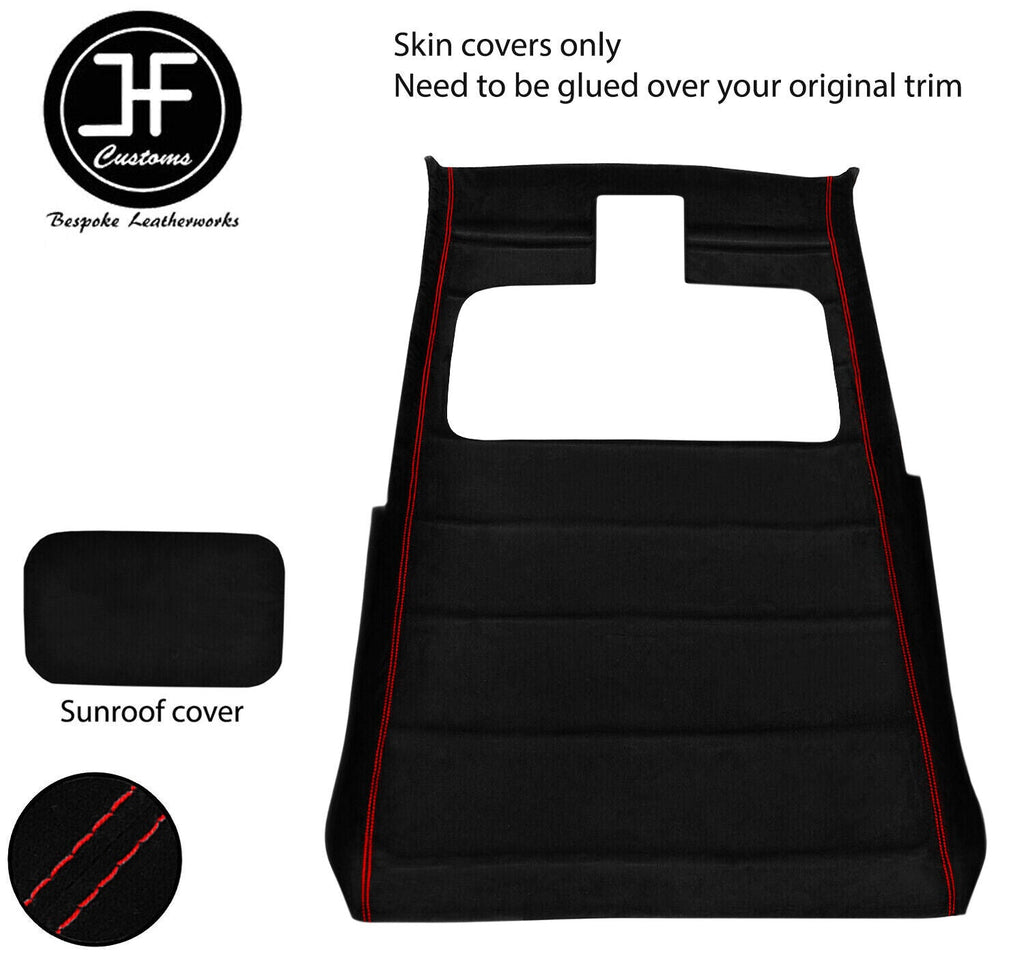 RED  STITCH SUN ROOF HEADLINING LUXE SUEDE COVER FOR VW GOLF MK2 83-92 3 DOOR