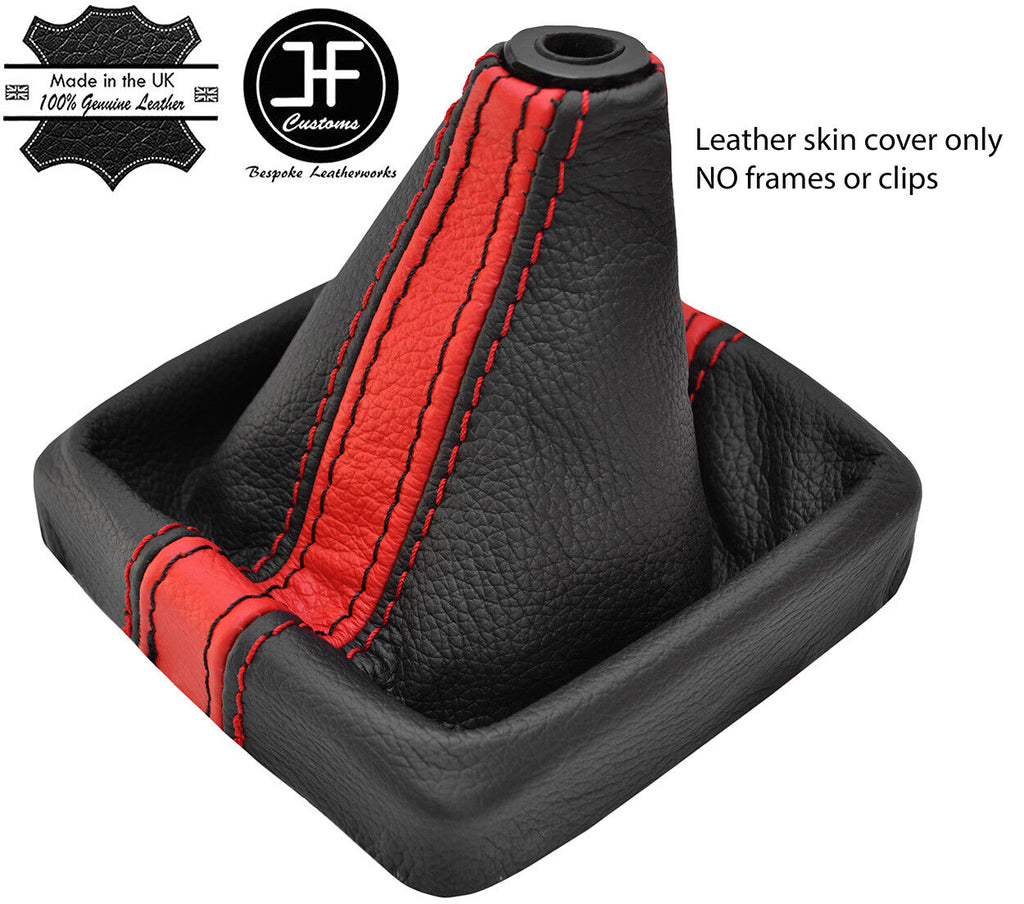 BLACK & RED STRIPE LEATHER GEAR GAITER FOR MITSUBISHI LANCER EVO 10 X 08-16