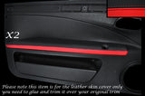 RED & BLACK 2X DOOR ARMREST LEATHER SKIN COVERS FITS FIAT COUPE 1993-2000