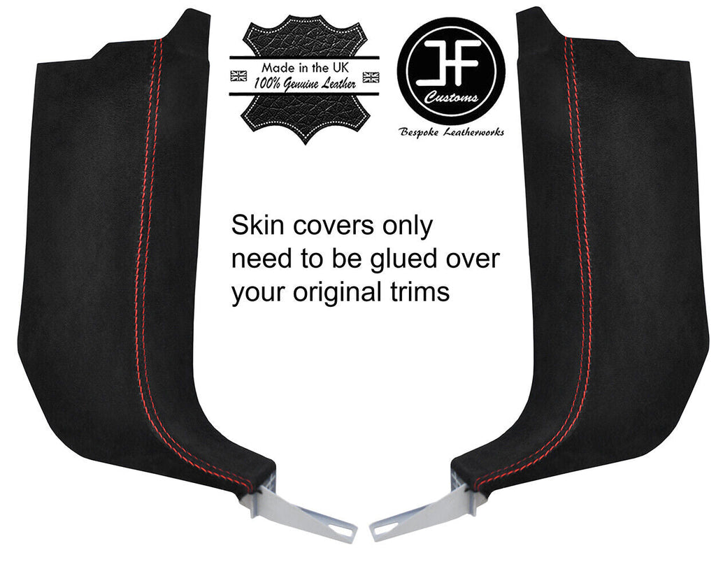 RED STITCH 2X FRONT LOWER SIDE A PILLAR SUEDE COVERS FITS VW TOUAREG 02-11