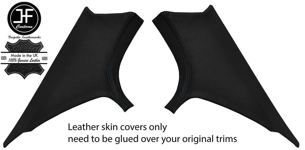 BLACK STITCH 2X REAR C PILLAR LEATHER COVERS FITS BMW 3 SERIES F30 11-18 SALOON