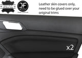 BLACK STITCH 2X REAR DOOR CARD TRIM LEATHER COVER FOR PEUGEOT 308 14-18 5 DOOR