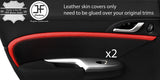 BLACK & RED 2X REAR DOOR CARD TRIM LEATHER COVER FOR HONDA CIVIC 06-12 5 DOOR