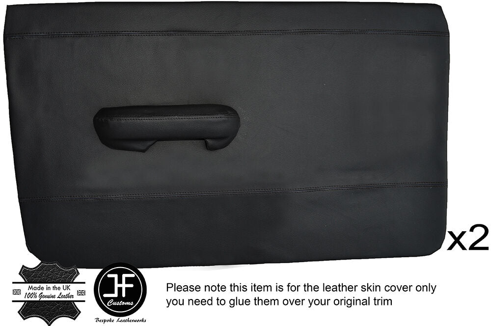 BLACK STICH 2X FRONT FULL DOOR CARD LEATHER COVERS FITS TRIUMPH DOLOMITE SALOON