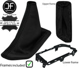 BLACK STITCH LEATHER HANDBRAKE GAITER +2X PLASTIC FRAME FOR MAZDA MX5 MK3 05-08