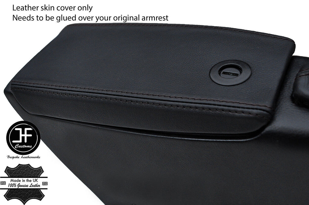 BLACK STITCHING REAL LEATHER ARMREST LID COVER FITS FIAT BARCHETTA 1995-2005