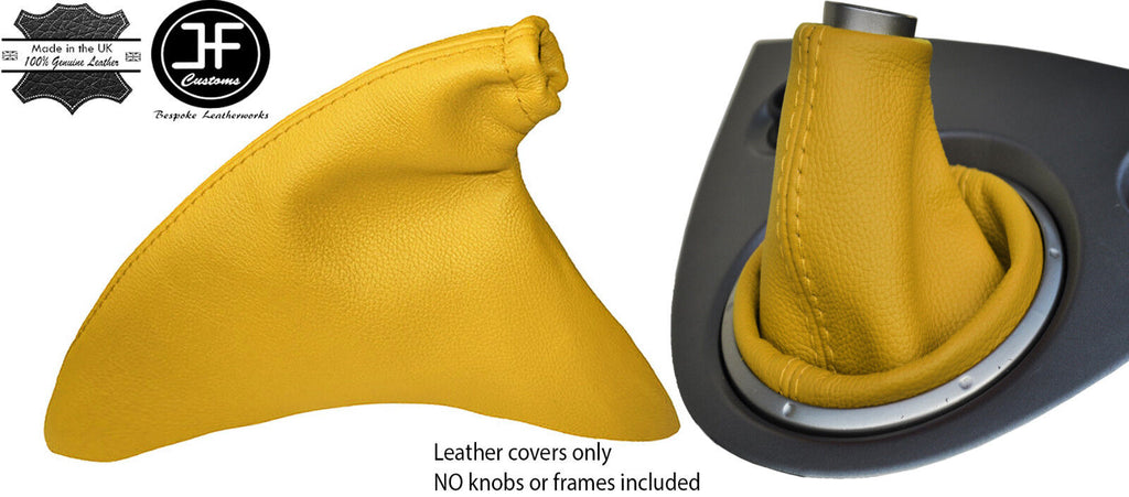 YELLOW REAL LEATHER GEAR & HANDBRAKE GAITER FITS HONDA CIVIC EP3 TYPE R 01-05