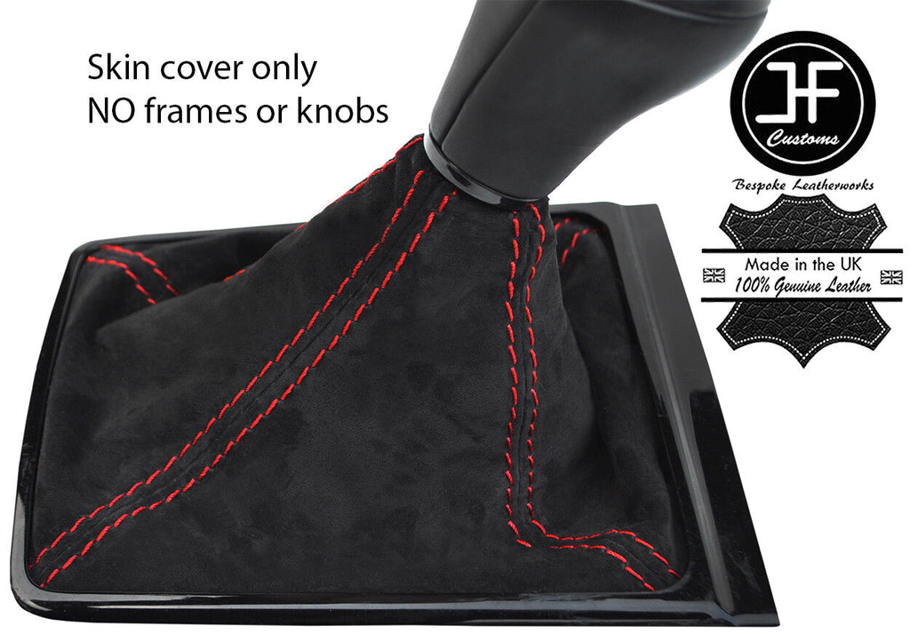 RED STITCHING REAL SUEDE MANUAL GEAR GAITER FITS JAGUAR XE 2015-2017 CUSTOM NEW