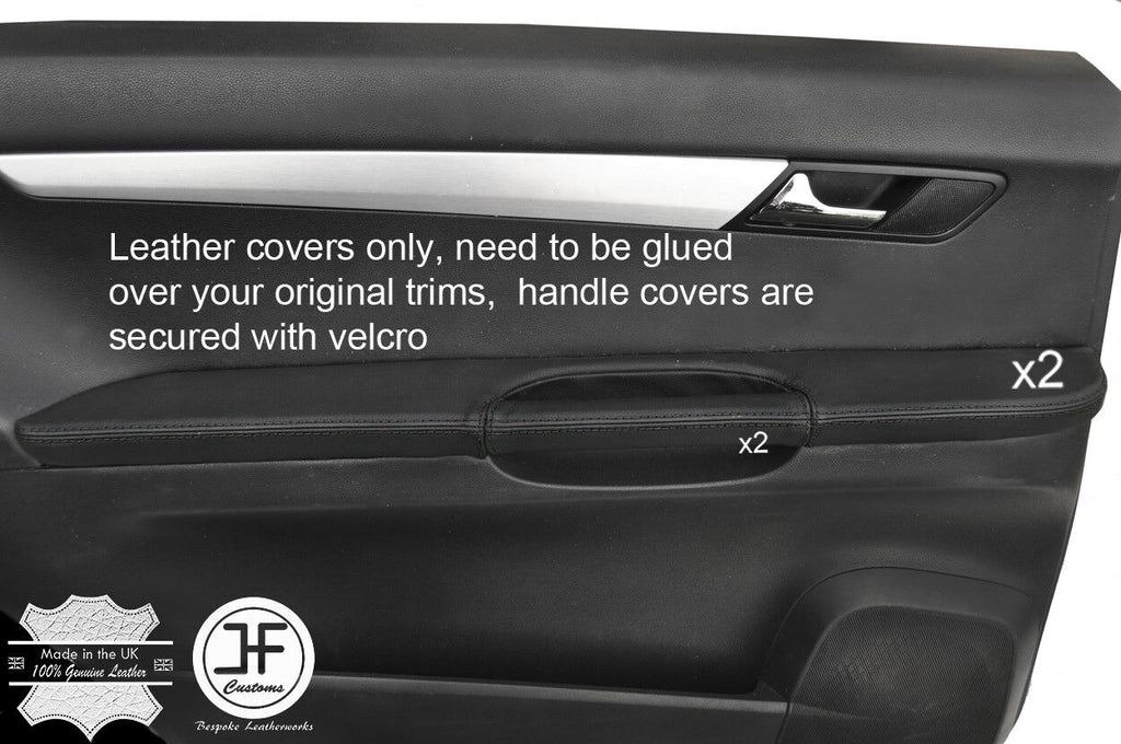 BLACK STITCH 4X REAR DOOR HANDLE ARMREST LTHR COVERS FOR MERCEDES R CLASS W251