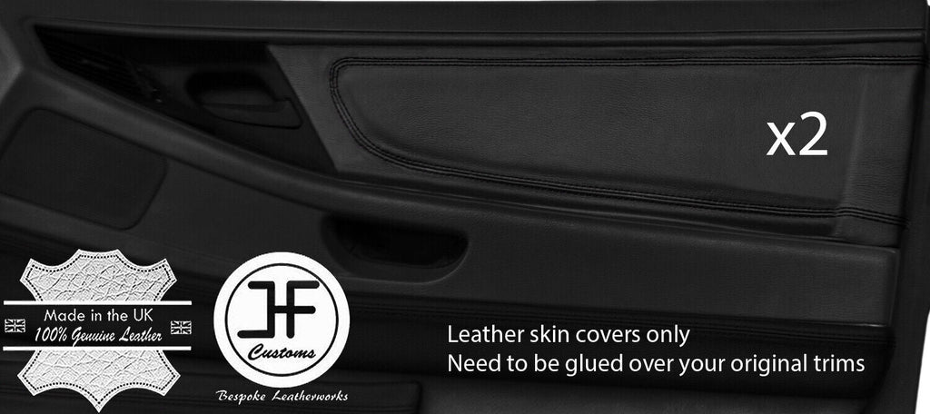 BLACK STITCH 2X DOOR CARD TRIM LEATHER COVERS FOR BMW 8 SERIES E31 1990-1999