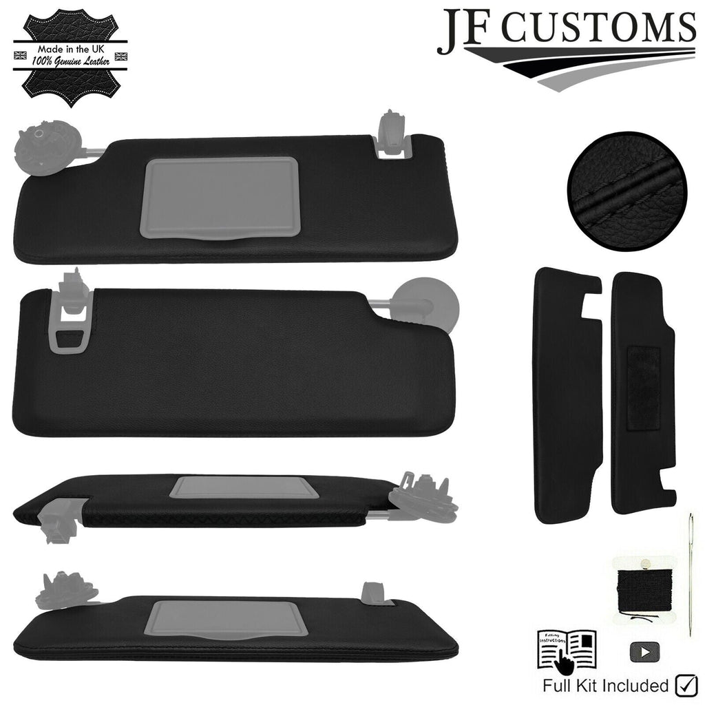 FOR CHEVROLET CAMARO 16-20 BLACK CROSS STITCH LEATHER 2X SUN VISOR COVERS
