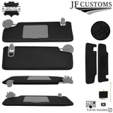 FOR CHEVROLET CAMARO 16-20 BLACK CROSS STITCH LEATHER 2X SUN VISOR COVERS