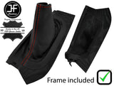 RED STITCH LEATHER HANDBRAKE GAITER+PLASTIC FRAME FOR VOLVO S60 2001-2007