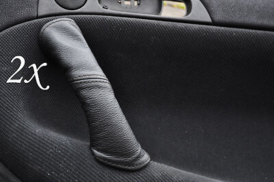 BLACK STITCH FITS ALFA ROMEO 147 LEATHER 2X REAR DOOR HANDLE COVERS CUSTOM NEW
