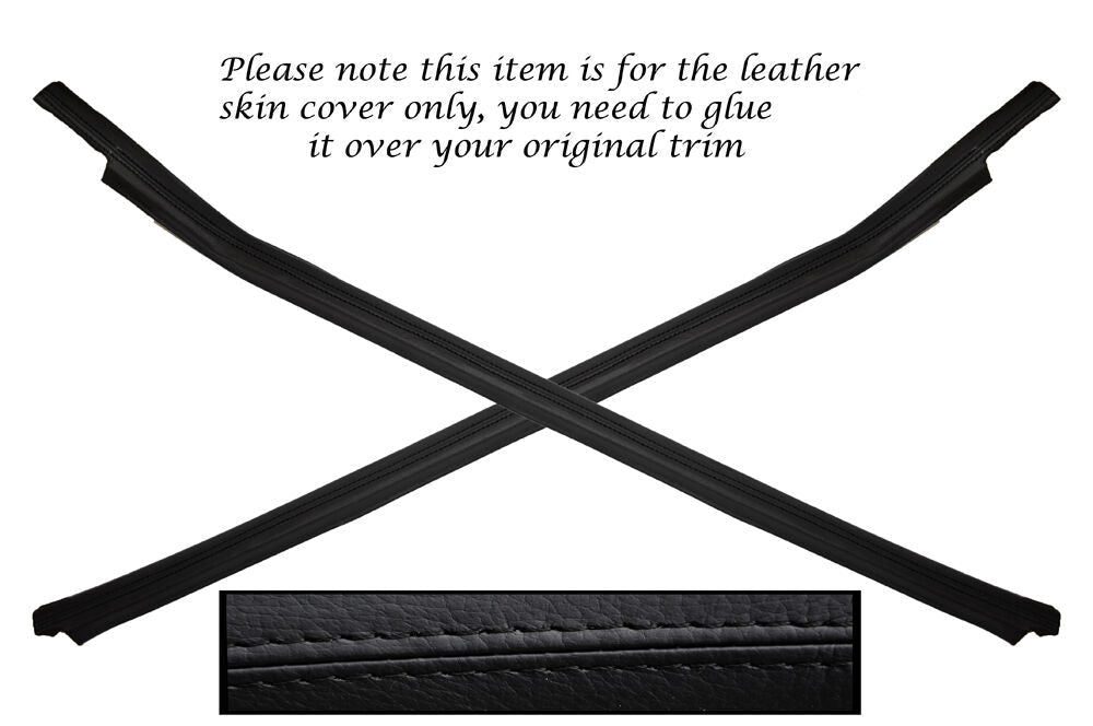 BLACK STITCH 2X DOOR SILL TRIM LEATHER SKIN COVERS FITS PORSCHE 924 944