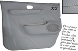 WHITE STITCH 2X DOOR CARD GREY LEATHER SKIN COVERS FITS MAZDA BONGO FORD FREDA