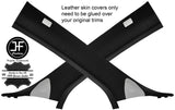 BLACK STITCHING  2X A PILLAR REAL LEATHER COVERS FITS TESLA MODEL S 2012-2016