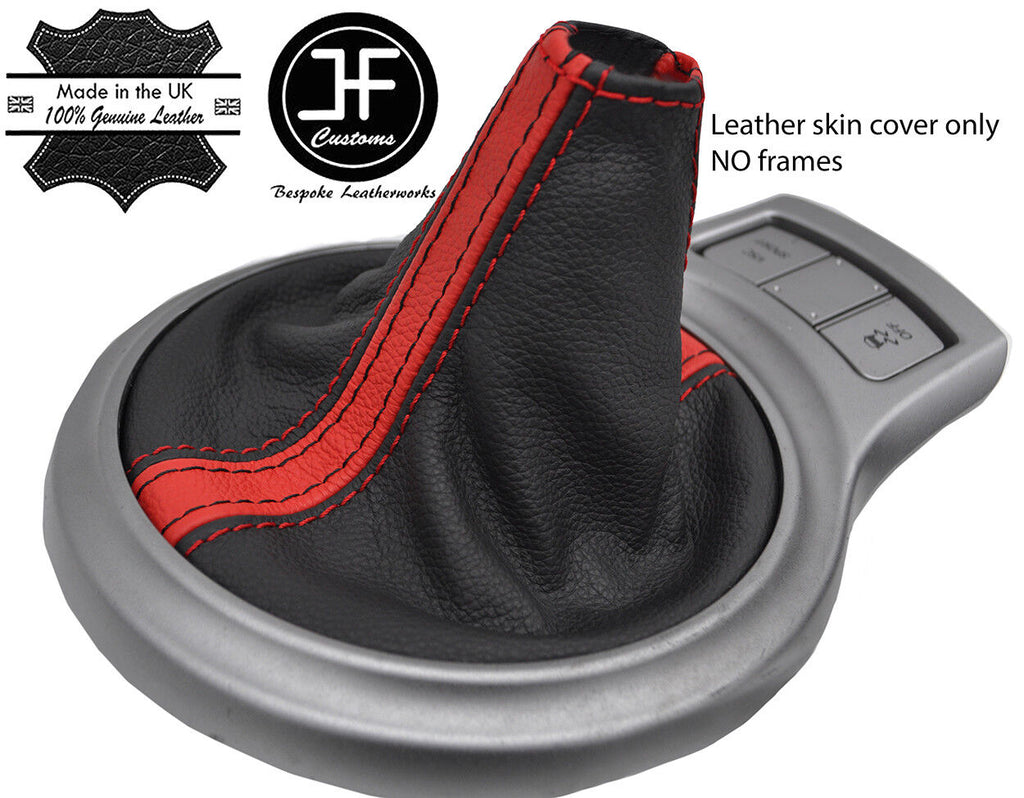 BLACK & RED STRIPE REAL LEATHER GEAR GAITER FOR TOYOTA GT86 SUBARU BRZ 12-17