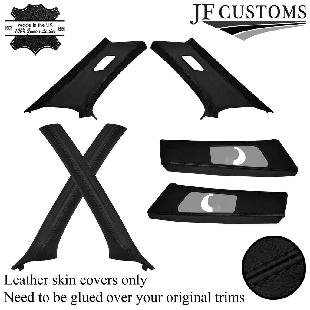 BLACK STITCH ITALIAN LEATHER PILLAR KIT COVERS FOR BMW E46 3 SERIES COUPE 98-04