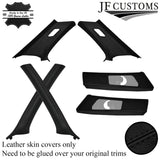 BLACK STITCH ITALIAN LEATHER PILLAR KIT COVERS FOR BMW E46 3 SERIES COUPE 98-04