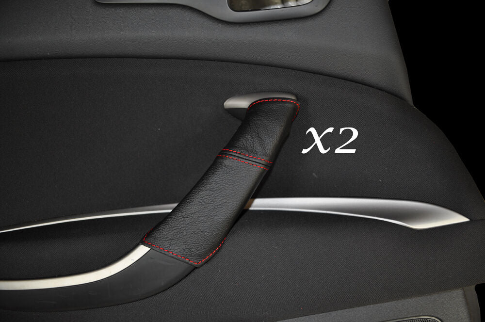 RED STITCHING 2X REAR DOOR HANDLE LEATHER SKIN COVERS FITS CITROEN C5 08-13