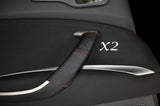 RED STITCHING 2X REAR DOOR HANDLE LEATHER SKIN COVERS FITS CITROEN C5 08-13