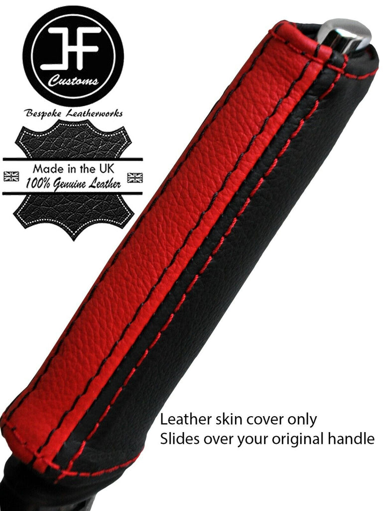 BLACK & RED STRIPE LEATHER HANDBRAKE HANDLE COVER FOR PEUGEOT 607 2000-2008