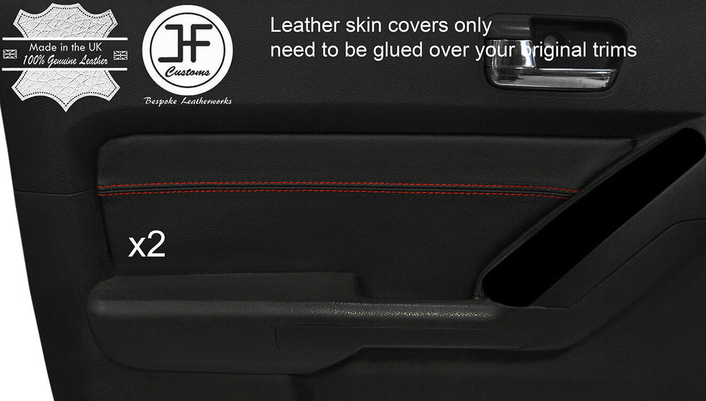 RED STITCH 2X FRONT DOOR CARD TRIM LEATHER COVER FITS HUMMER H3 2005-2011