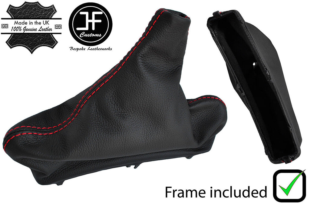 RED STITCH LEATHER HANDBRAKE + PLASTIC FRAME FOR RENAULT LAGUNA MK3 07-15