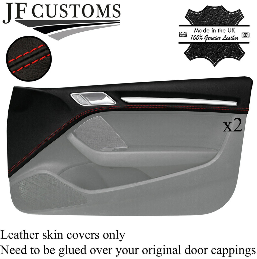 RED STITCH LEATHER 2X TOP DOOR CAPPINGS COVERS FOR AUDI A3 8V 13-20 3DR