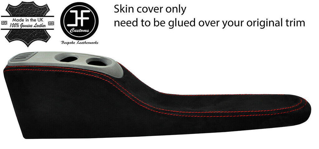 RED STITCH CONSOLE TUNNEL SUEDE COVER FOR SMART FORTWO 451 2007-2014 CUSTOM NEW