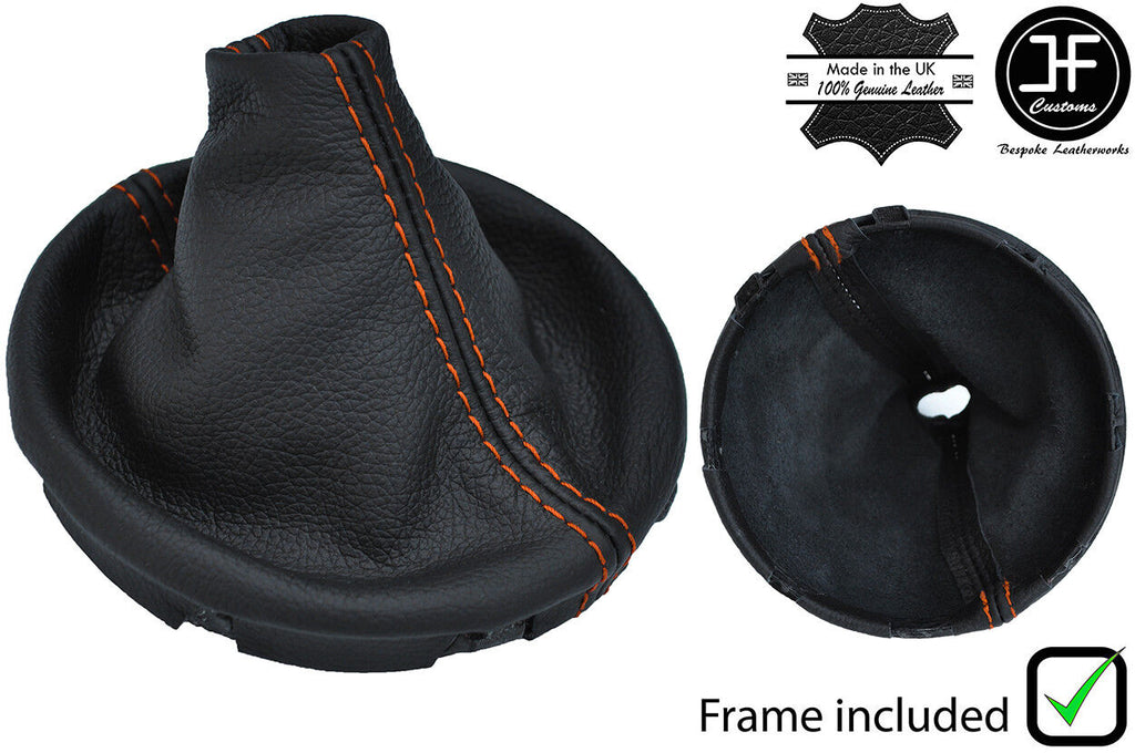 ORANGE STITCH LEATHER GEAR GAITER+PLASTIC FRAME FOR VW T5 TRANSPORTER CARAVELLE