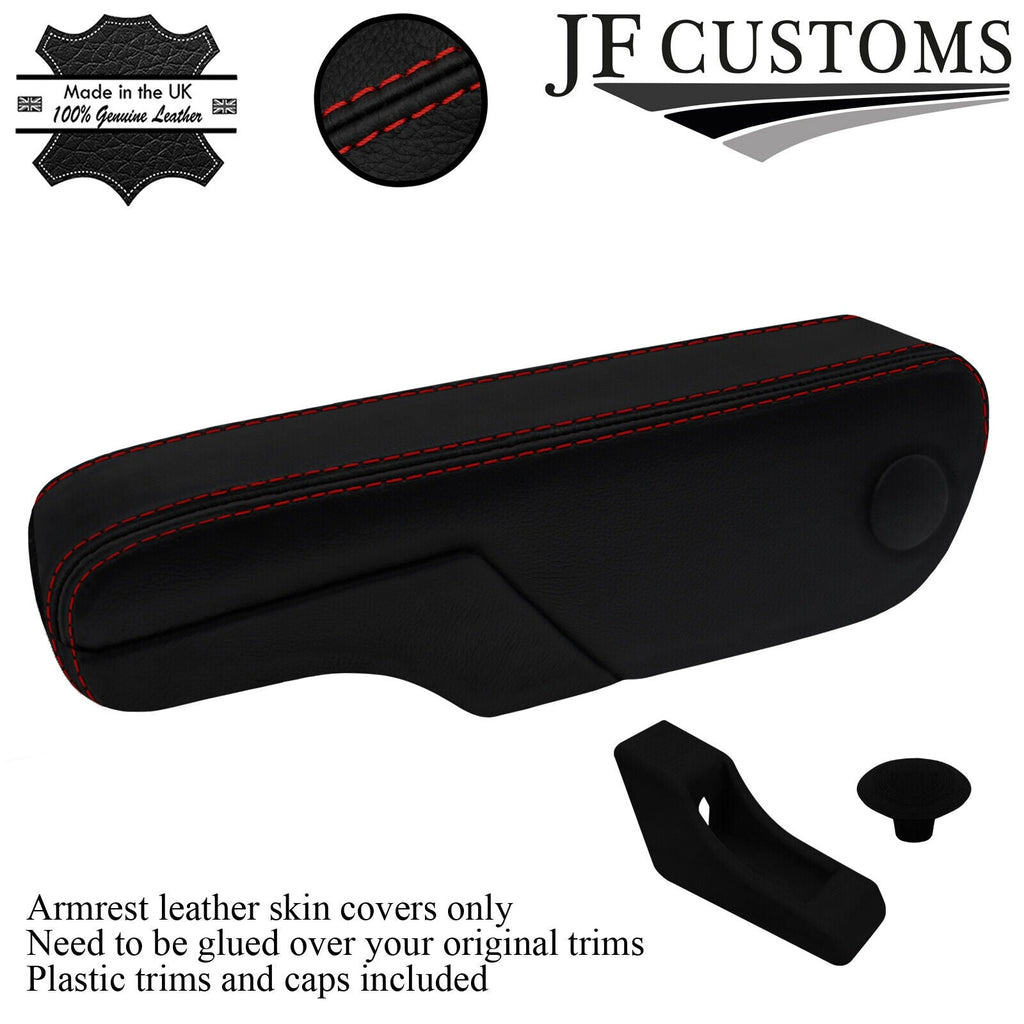 D RED STITCH LEATHER 2X SEAT ARMREST COVERS+TRIMS FOR VW T4 TRANSPORTER 90-03