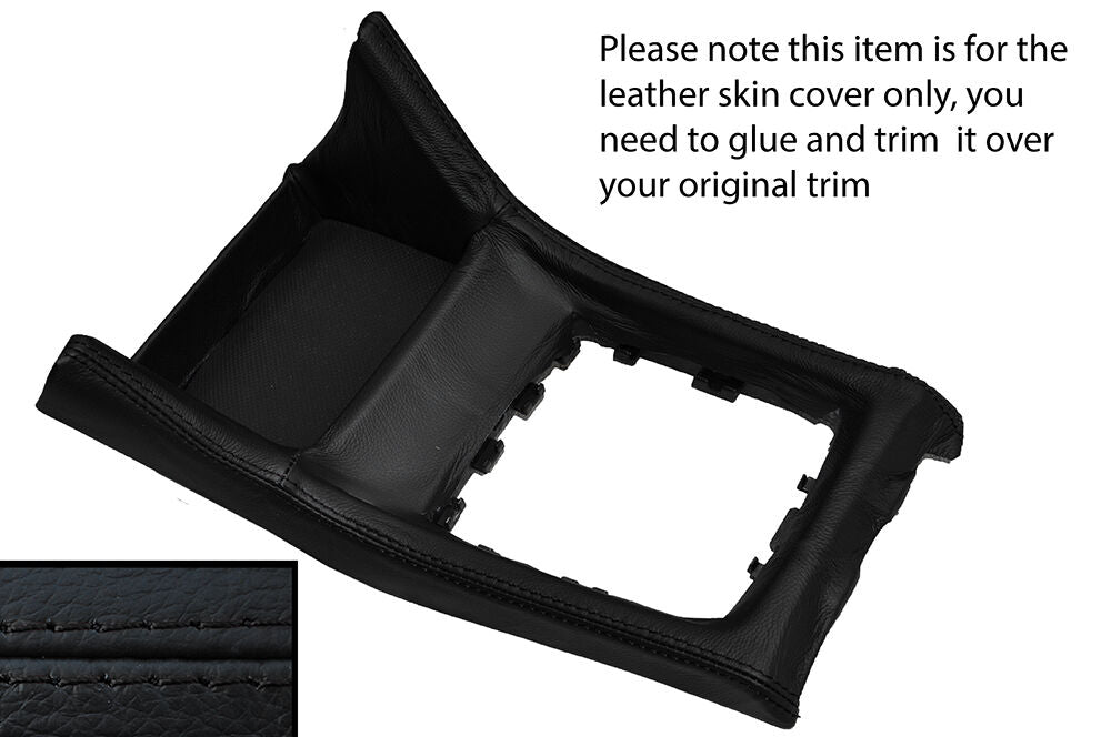 BLACK STITCH GEAR SURROUND LEATHER SKIN COVER FITS SUBARU IMPREZA WRX 2015