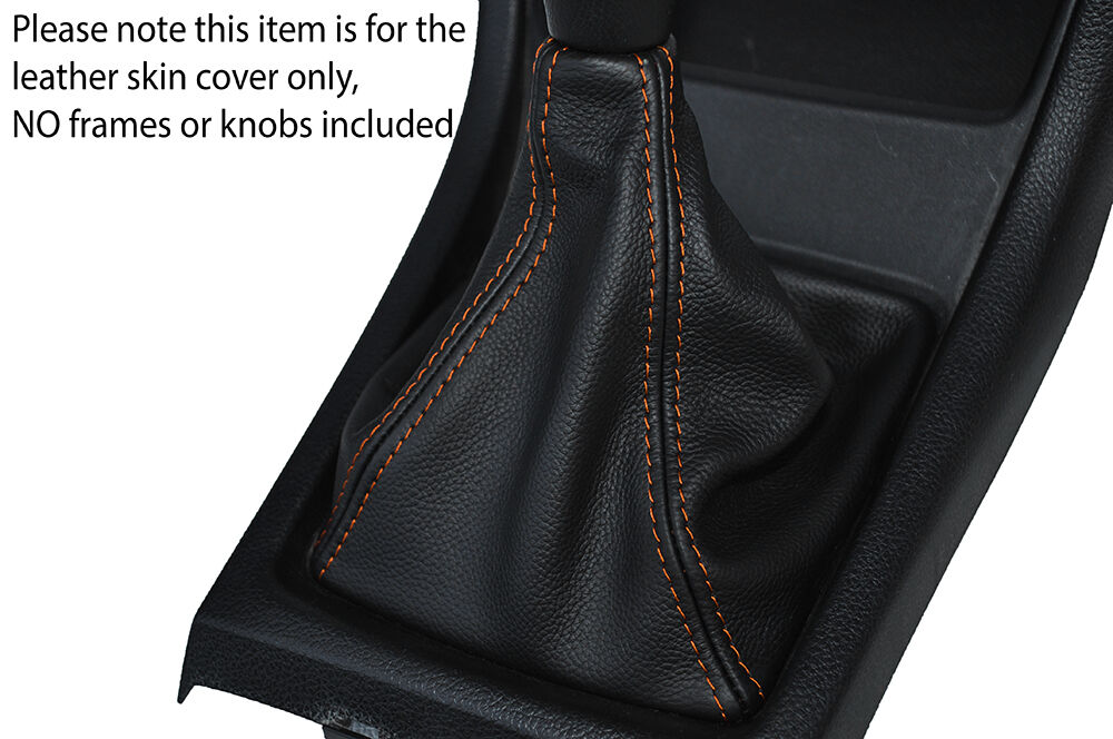 ORANGE STITCHING MANUAL LEATHER SKIN GEAR GAITER FITS SUBARU XV 2012-2016
