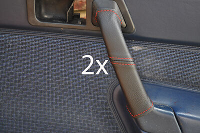 red stitch FITS MERCEDES 190 190E 190D W201  2X DOOR HANDLE LEATHER COVERS