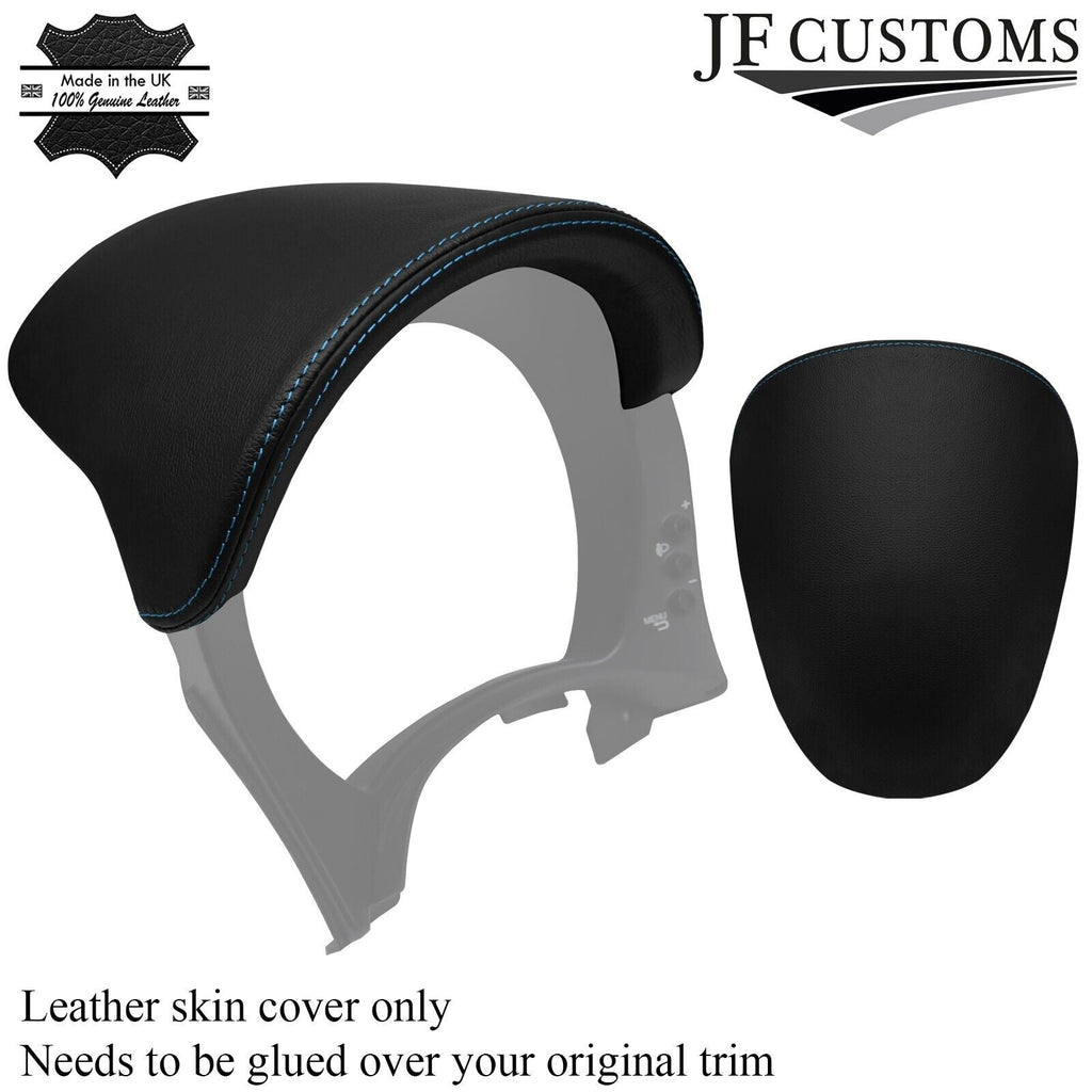 LIGHT BLUE STITCH SPEEDO HOOD LEATHER COVER FOR FIAT 500 2015-2020 CUSTOM NEW