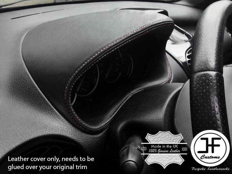 WHITE STITCH GAUGE SPEEDO HOOD LEATHER COVER FITS PEUGEOT 206 206 CC 1998-2012