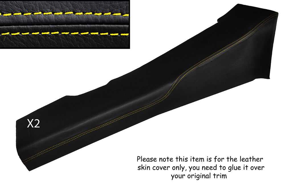 YELLOW STITCH 2X DOOR SILL PANEL LEATHER SKIN COVERS FITS LOTUS EVORA 2009-2014