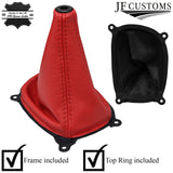 RED LEATHER GEAR GAITER+PLASTIC FRAME FOR HYUNDAI ACCENT MK2 LC 00-05 CUSTOM NEW